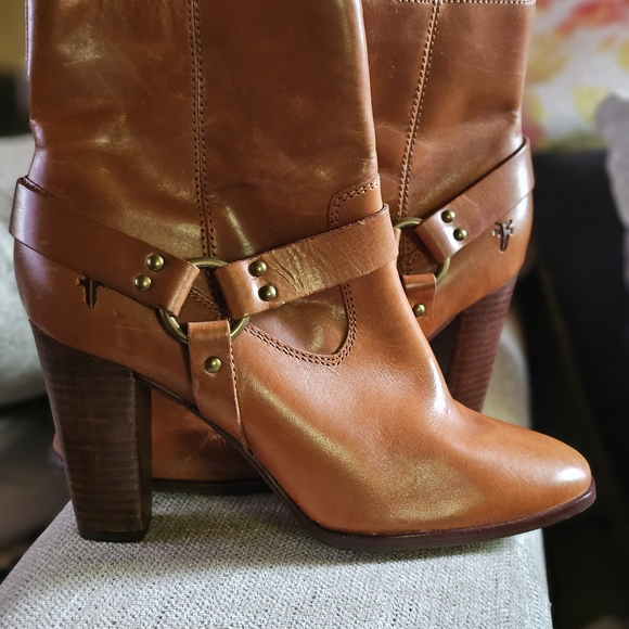 Frye Tan Leather Heeled Boots - Picture 1 of 5